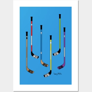 Colorful Hockey Sticks Posters and Art